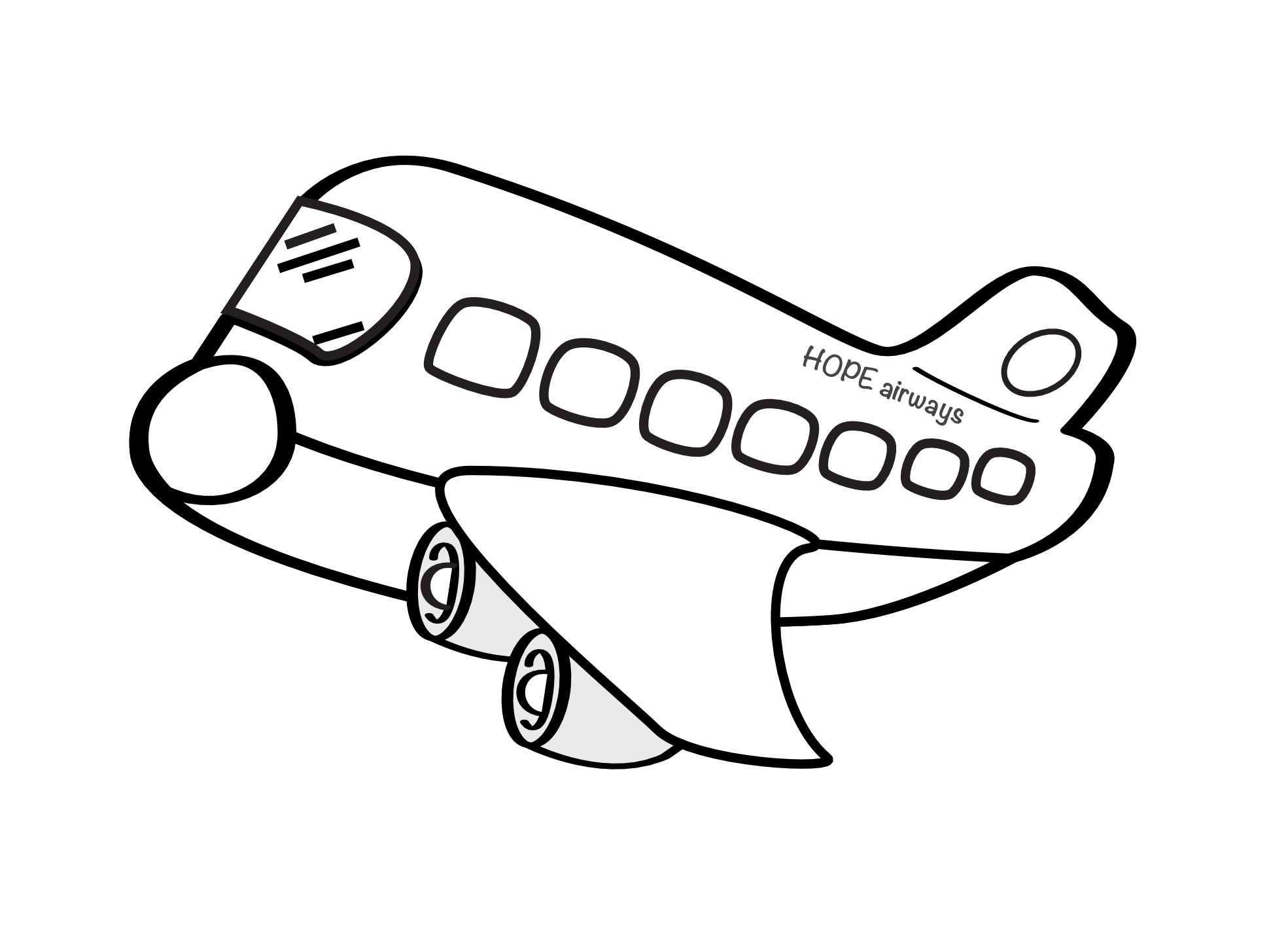 simple drawing of a falling airplane