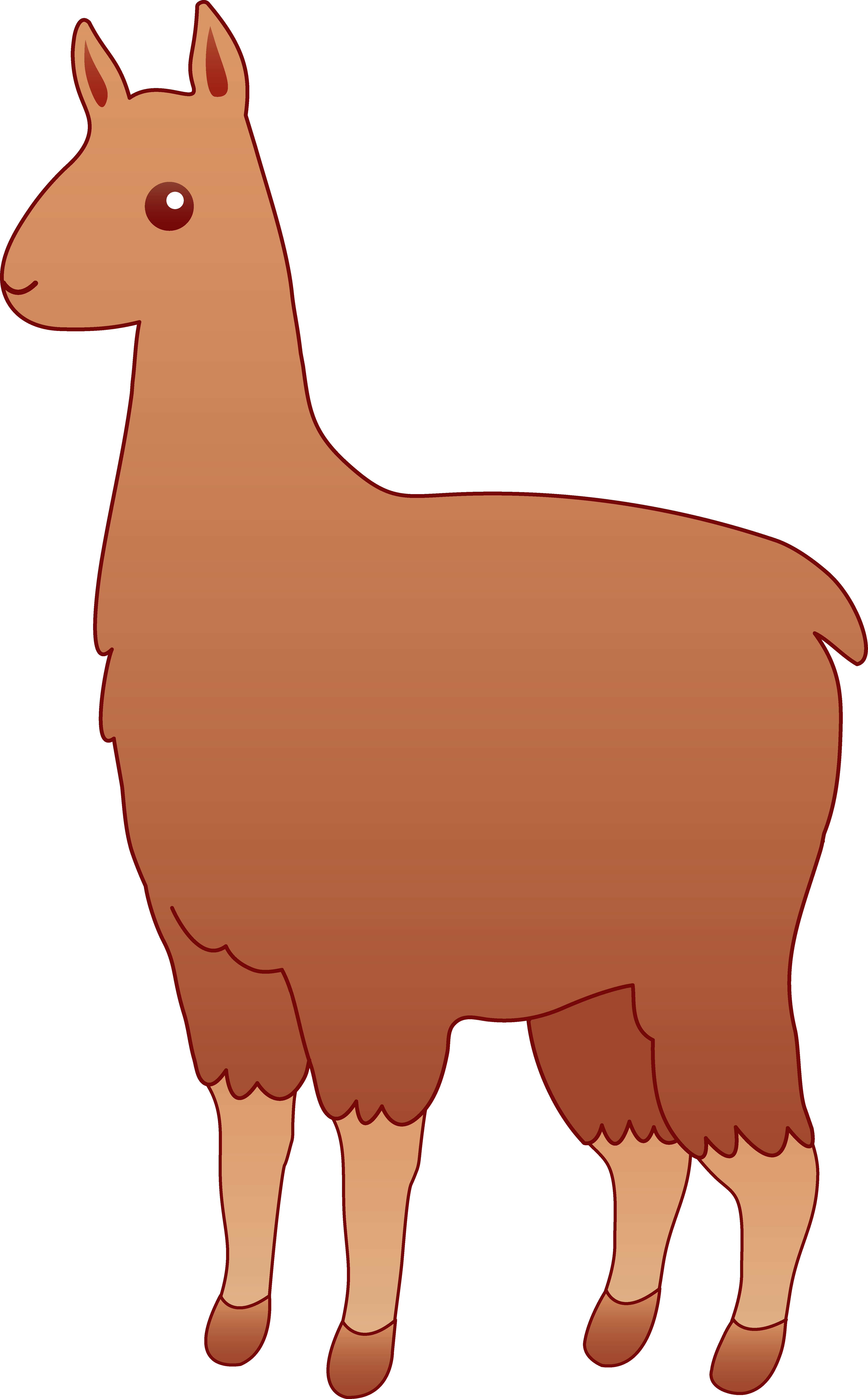 Fluffy Brown Llama - Free Clip Art
