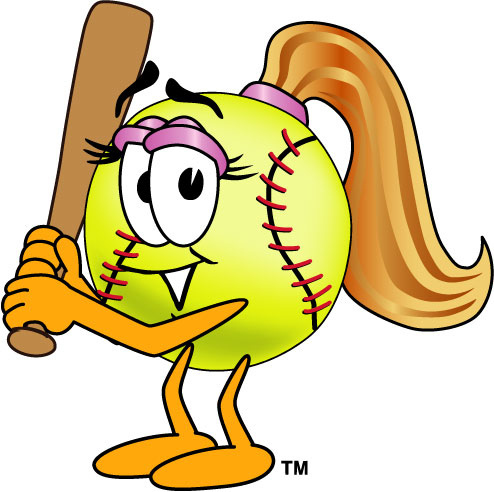 Clipart Illustration of Female Softball with Bat | Flickr - Photo ...