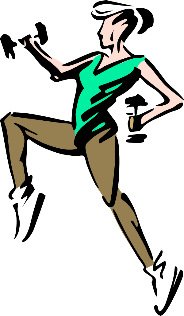 Woman Playing Aerobics holding weights - vector Clip Art