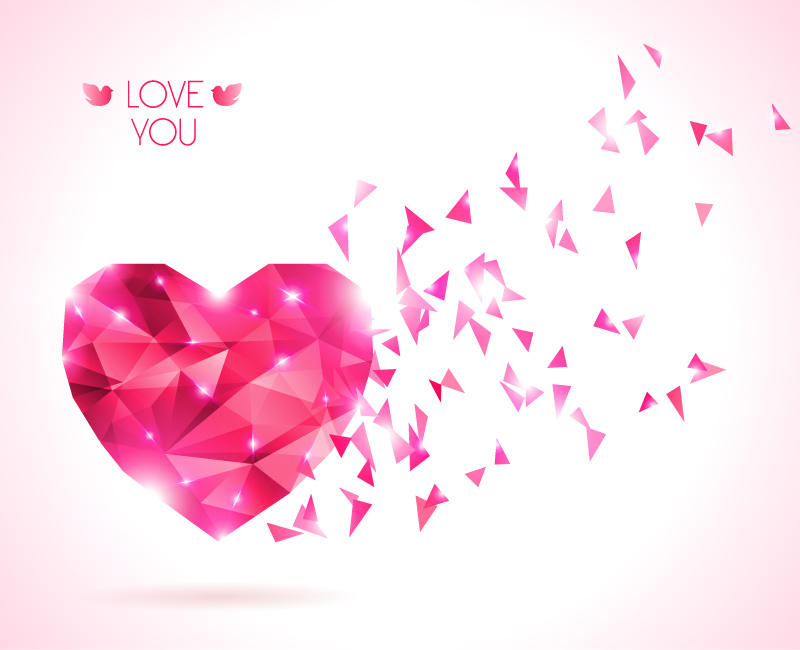 Pink Crystal Heart background vector material | Vector Images ...