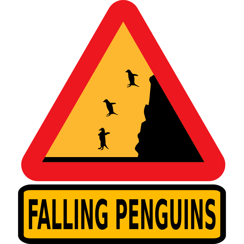 Clipart - Warning falling penguins