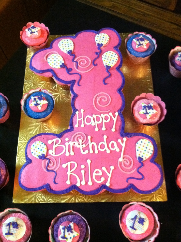 First birthday girl cupcake cake | Cupcake Cakes | Pinterest