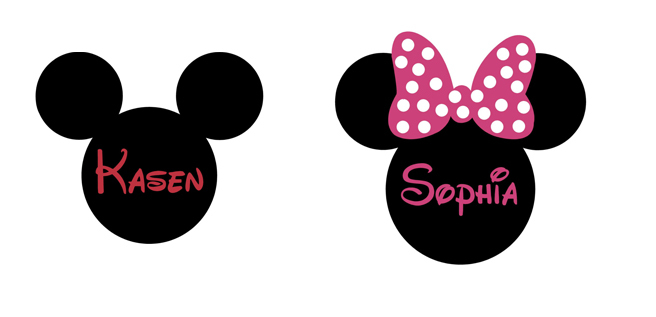 2pcs Set Minnie Mickey Mouse Ears Name Personalized Vinyl Wall ...