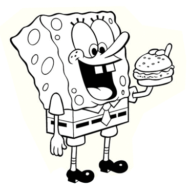 Printable Cartoon spongebob eating hamburger coloring page - Free ...