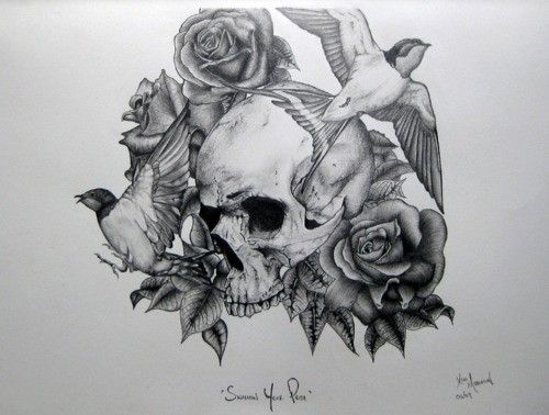 Skull Tattoo Designs Drawings | Tattoo Skull Bird And Awesome ...