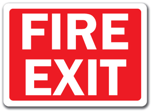 Fire Exit Sign White Text on Red Background 10" x 14" OSHA Safety ...