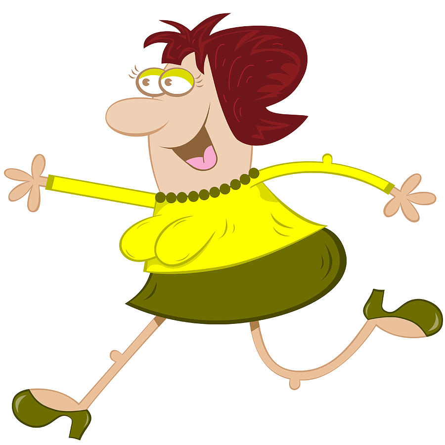 Woman Running Cartoon Character by Toots Hallam - Woman Running ...