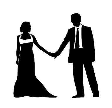 Wedding Vinyl Silhouette Bride & Groom Holding Hands Vinyl Sticker De…