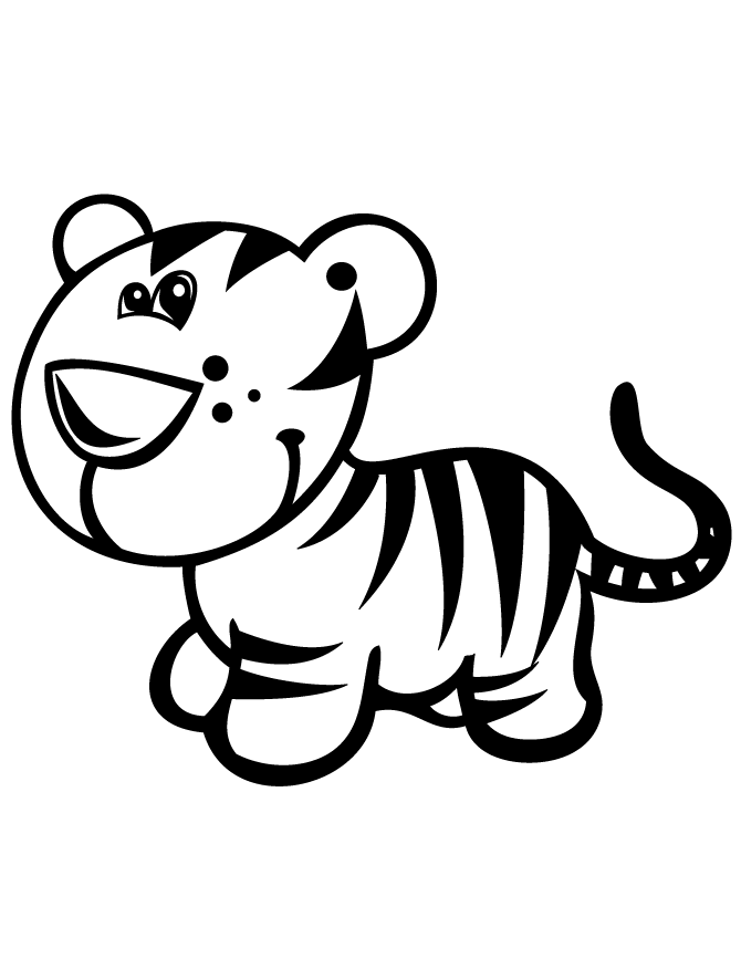 Cute Baby Tiger Coloring Page | Mewarnai