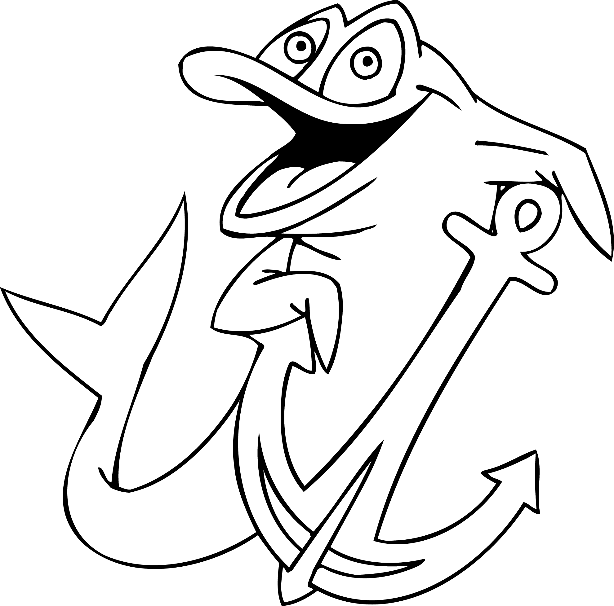 Free printable happy dolphin with anchor coloring pages for kids ...