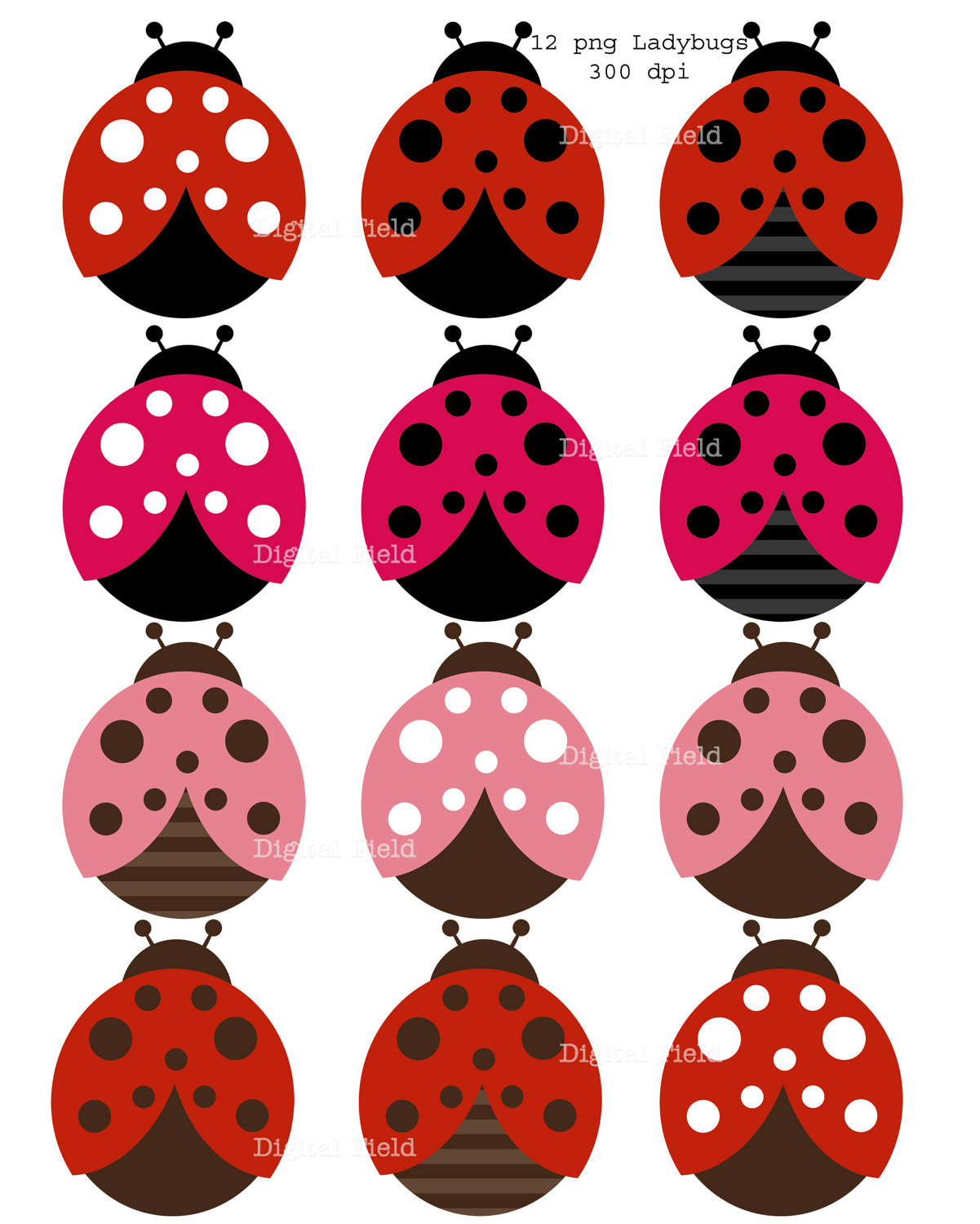 Popular items for ladybug clip arts on Etsy
