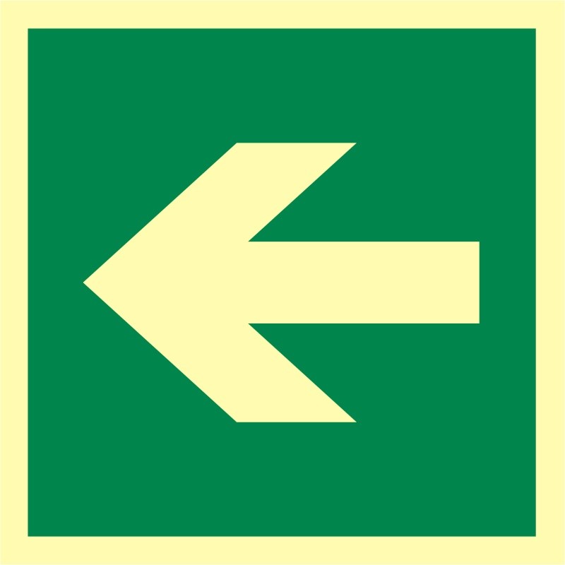 The direction of the escape route - Exit signs