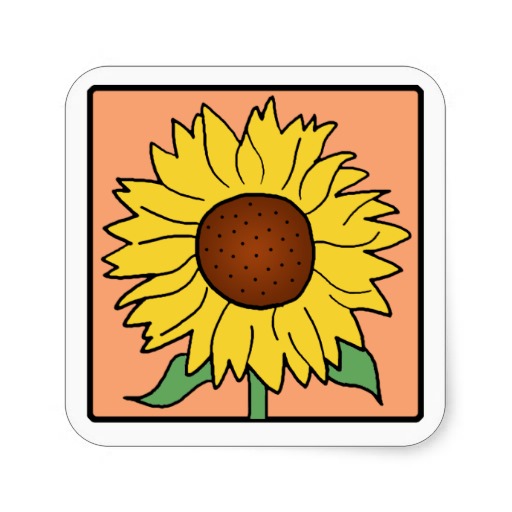 Cartoon Clip Art Garden Summer Sunflower Flower Square Stickers ...