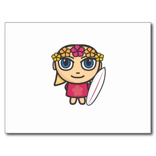 Surfer Girl Cartoon Character Post Card | Zazzle