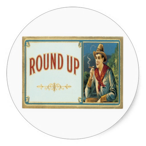 Vintage Round Up Cowboy Cigar Box Label Art Stickers | Zazzle
