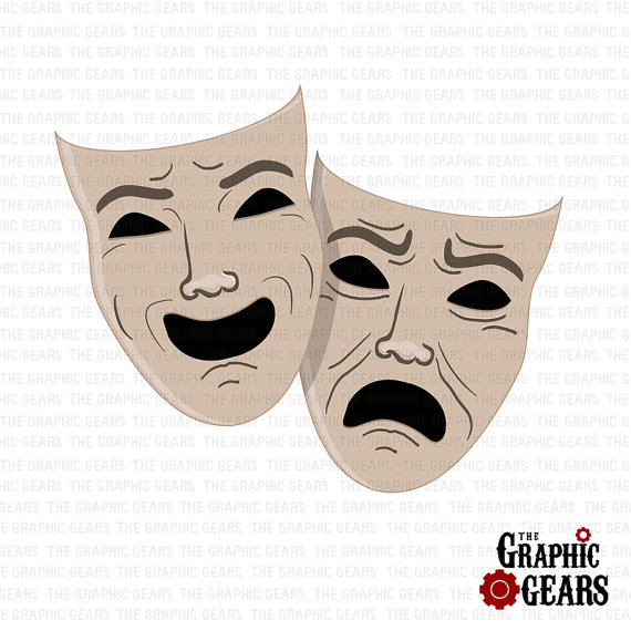 Theatre Masks Clip Art Theater Happy and Sad Face by GraphicGears
