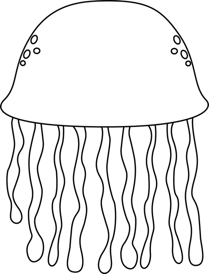 Black and White Jellyfish Clip Art - Black and White Jellyfish Image