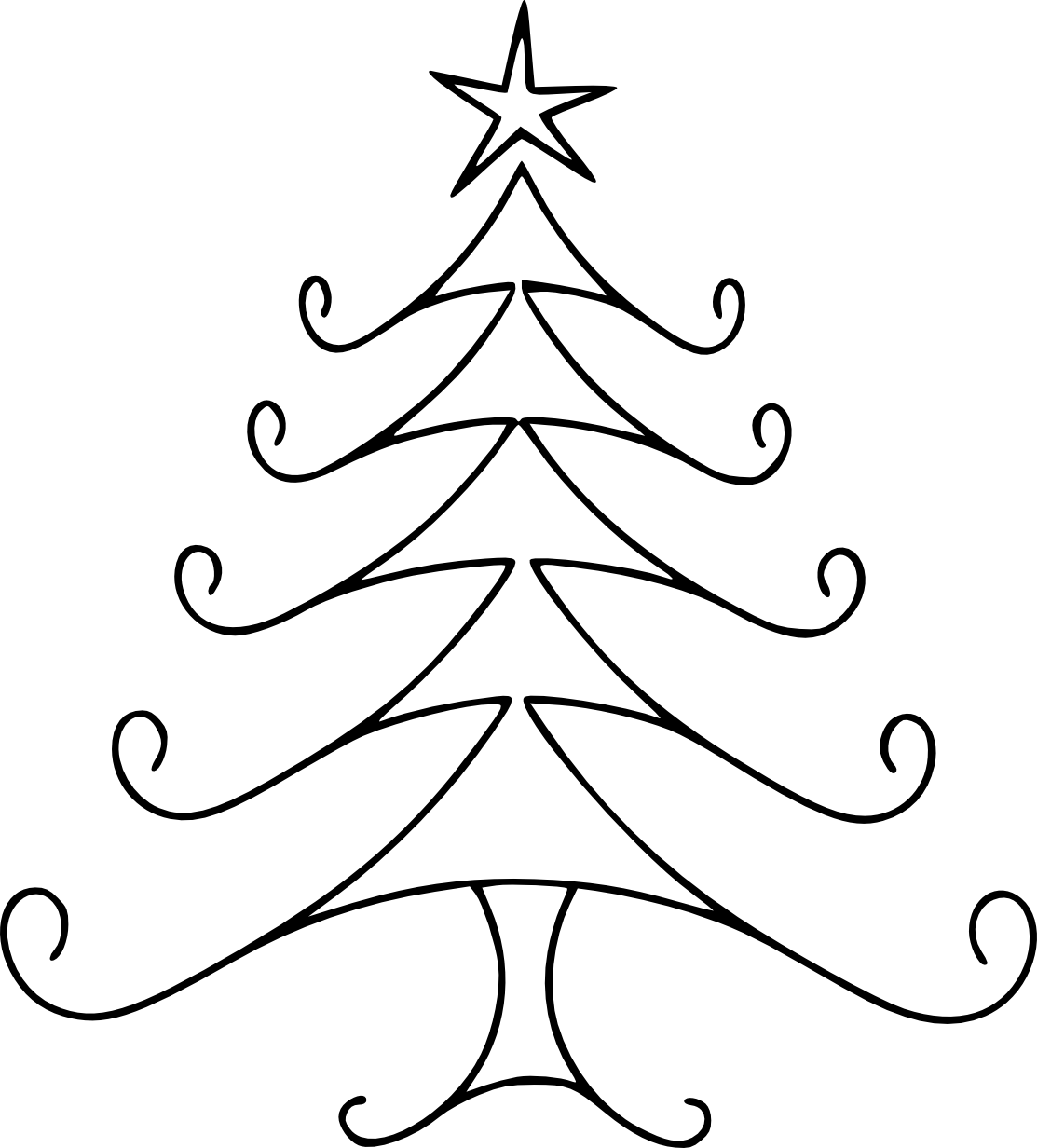 Christmas Tree Line Drawing - Cliparts.co