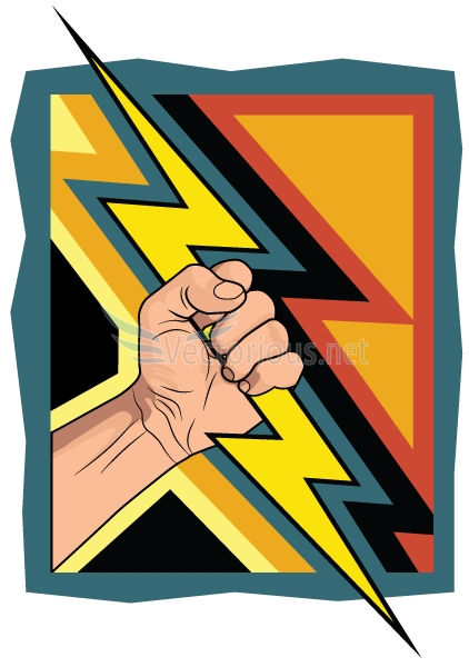 power vector - fist with lightning bolt - Stock vector art ...