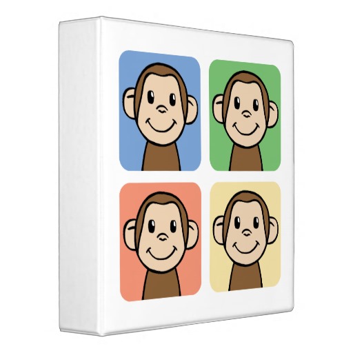 Cartoon Clip Art with 4 Happy Monkeys 3 Ring Binder | Zazzle