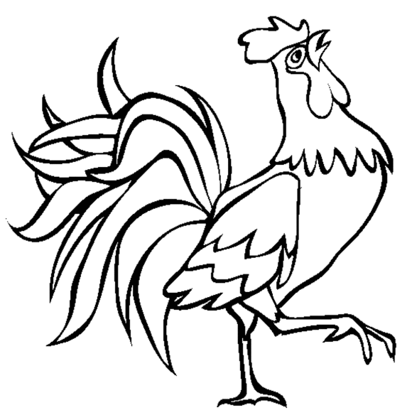 Rooster Crowing In The Morning Farm Animal Coloring Pages - Animal ...