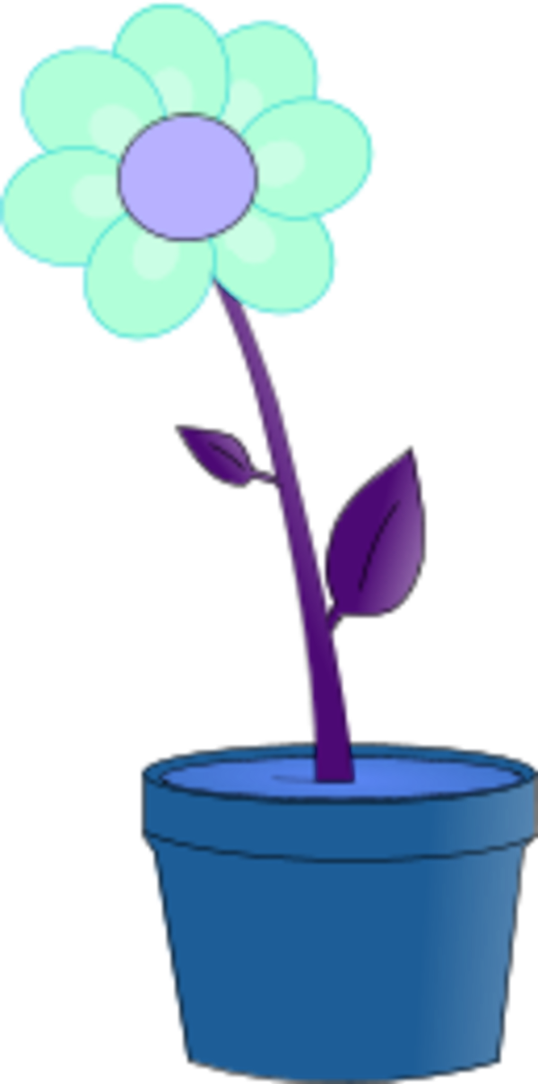 flower with leaves in a planting pot - vector Clip Art