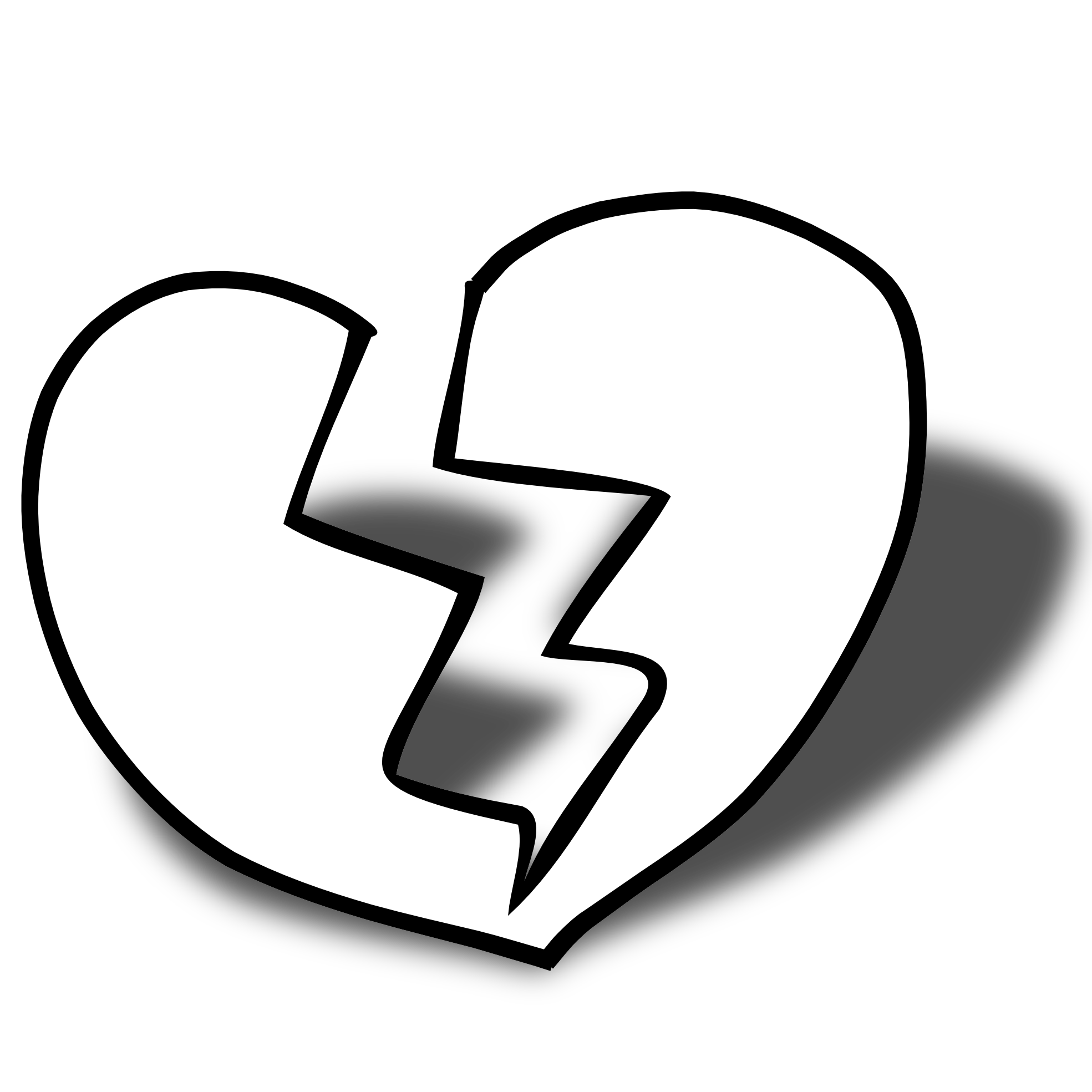 clipartist.net » Clip Art » Broken Heart Sheet Page Black White ...