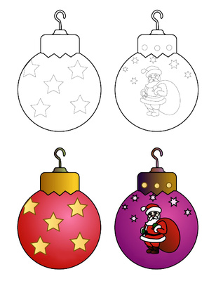 Christmas Coloring Page Bauble Ornaments Clipart | Just Free Image ...