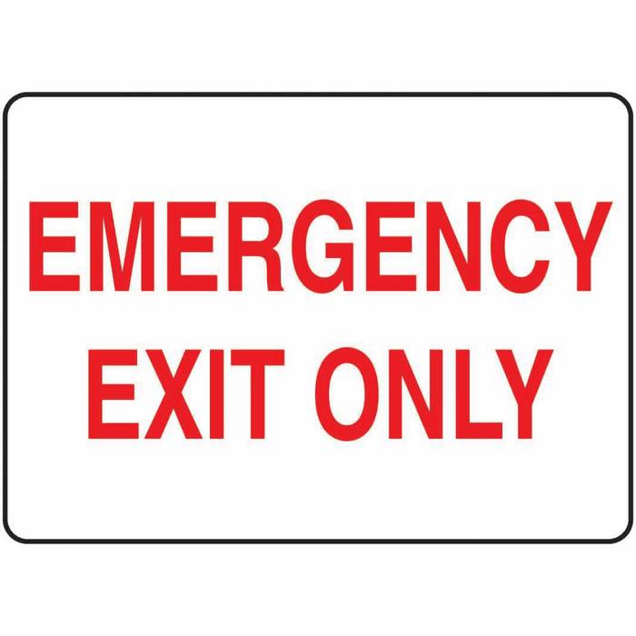 Safety Sign Emergency Exit Only red white 7 X 10 Adhesive Vinyl ...