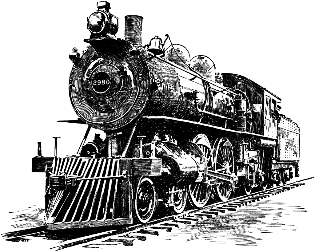 train engine clip art black and white - photo #37