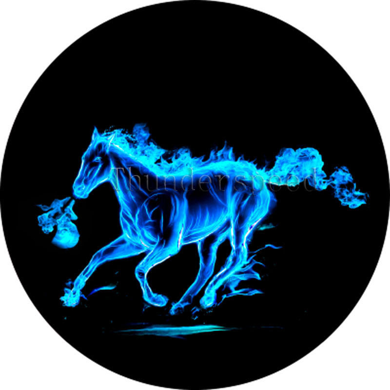 New Firefighter Blue Fire Horse Mustang LED Puddle Logo Lights Car ...
