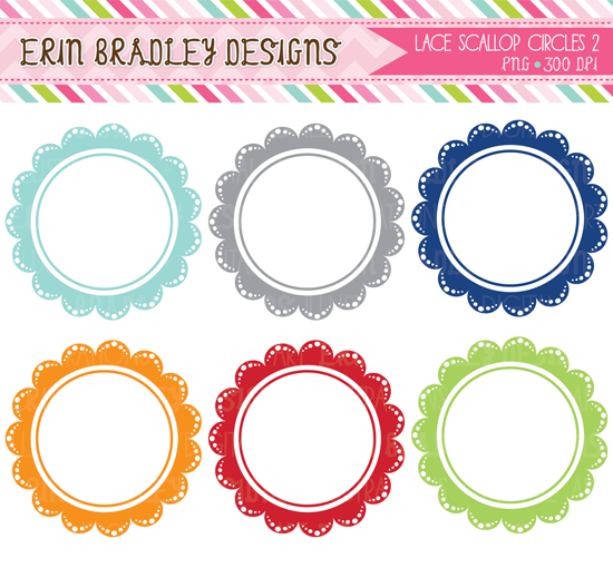 Erin Bradley Designs: New! Lace Scalloped Circles & Borders Clipart