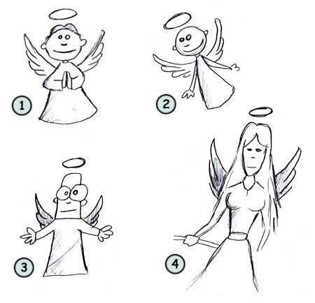 Drawing a cartoon angel