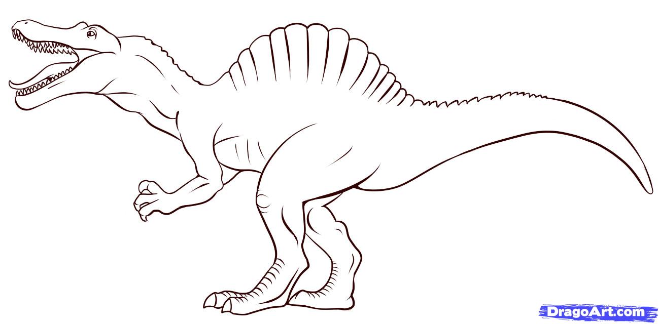 How To Draw A Spinosaurus, Step By Step, Dinosaurs, Animals, FREE ...