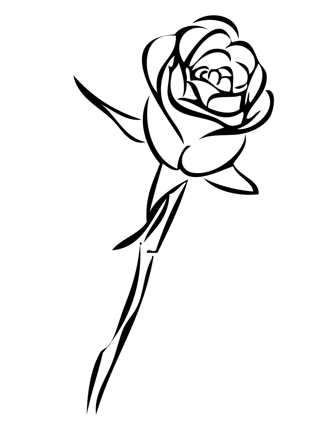 Single Rose Coloring Page | HM Coloring Pages