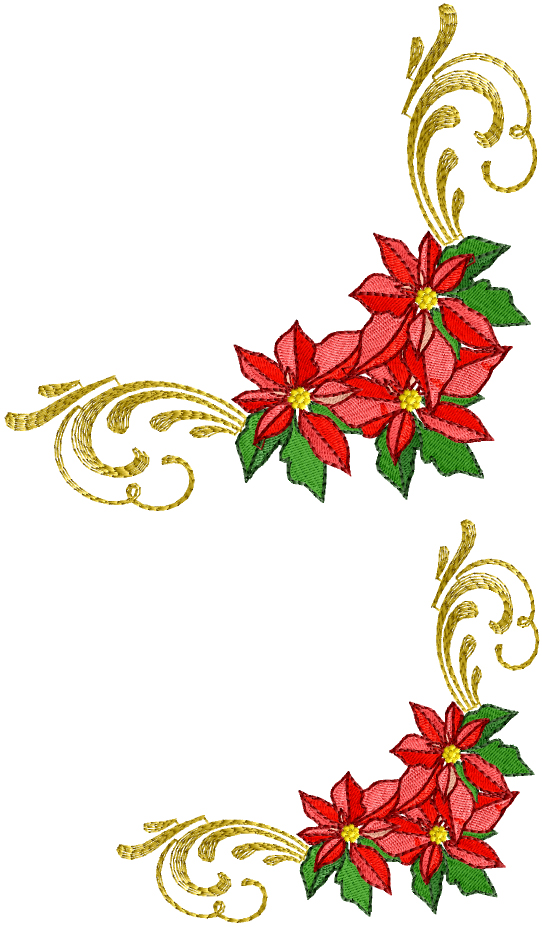 Poinsettia Gold Machine Embroidery Designs 5x7 and 6x10 | eBay