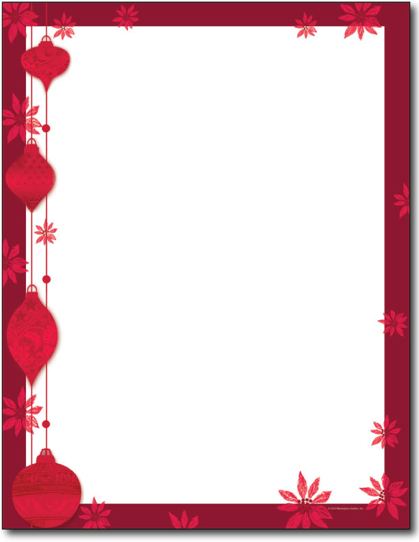 Painted Poinsettia Holiday Letterhead - 80 Sheets - Holiday Paper ...