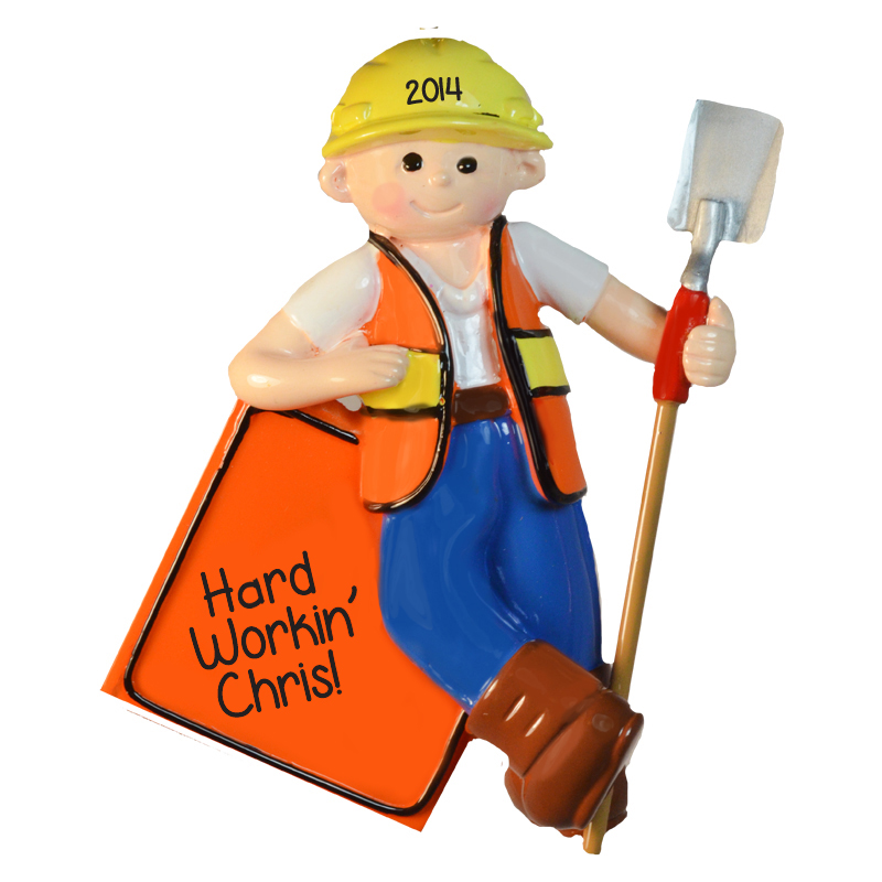 Personalized CONSTRUCTION WORKER Christmas Ornament Hard Hat ...