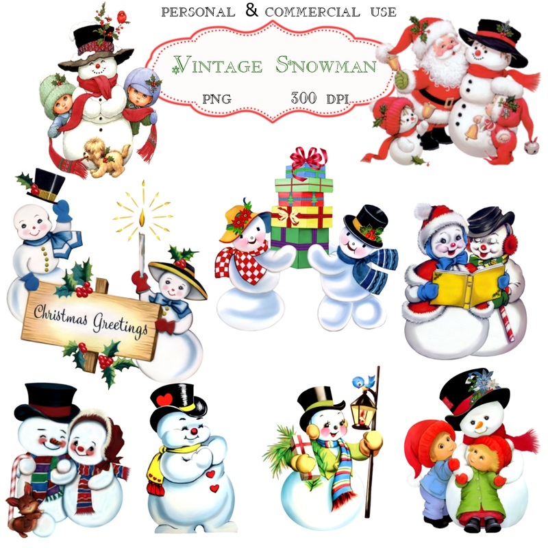 Clip Art: Vintage Snowman Transparent Png Files 076 - graphic express