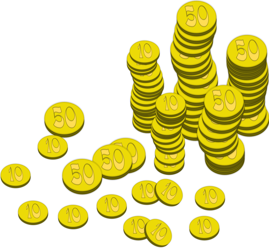 Coins (Money) small clipart 300pixel size, free design