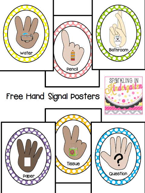 Sparkling In Kindergarten: Hand Signals Freebie