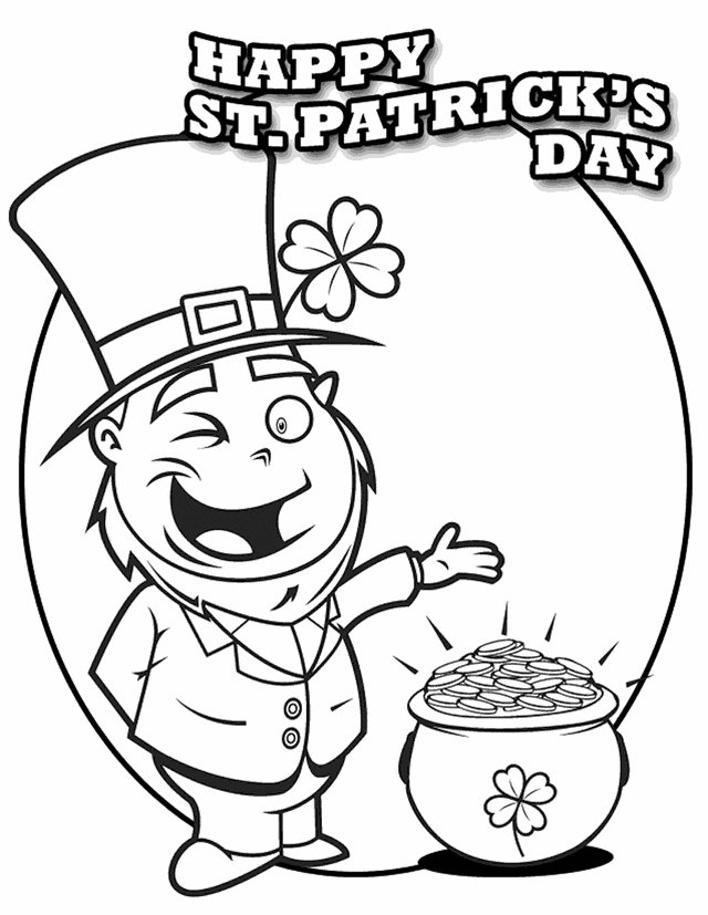 St. Patrick's Day Leprechaun - Free Printable Coloring Pages