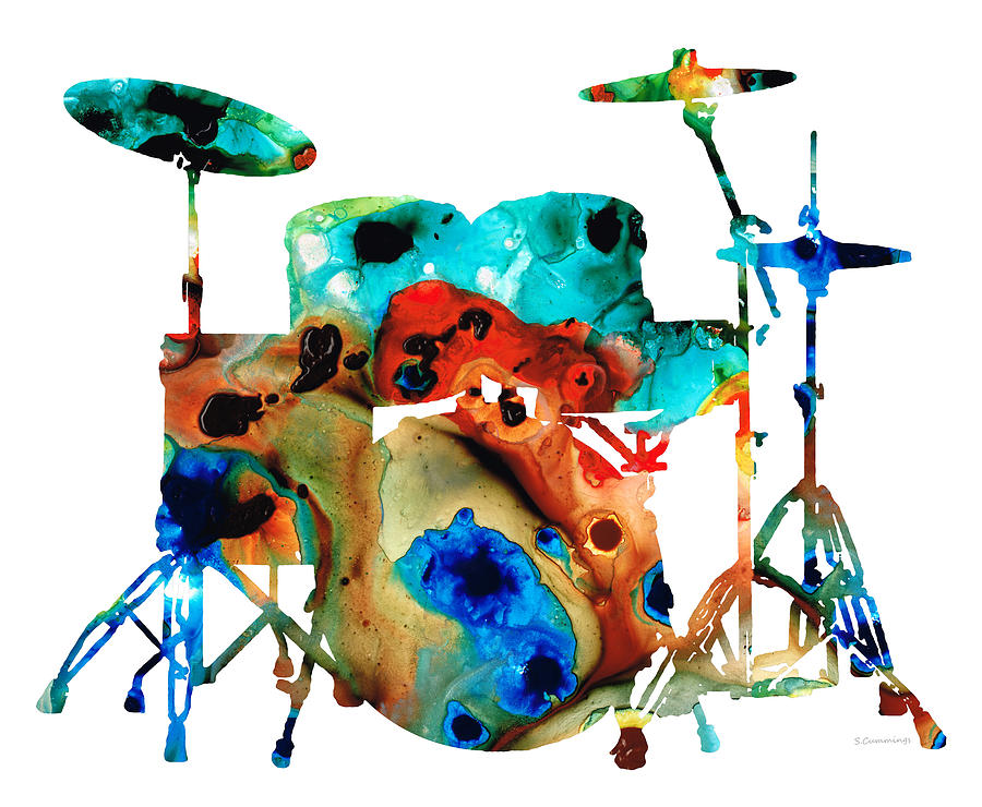 The Drums - Music Art By Sharon Cummings by Sharon Cummings