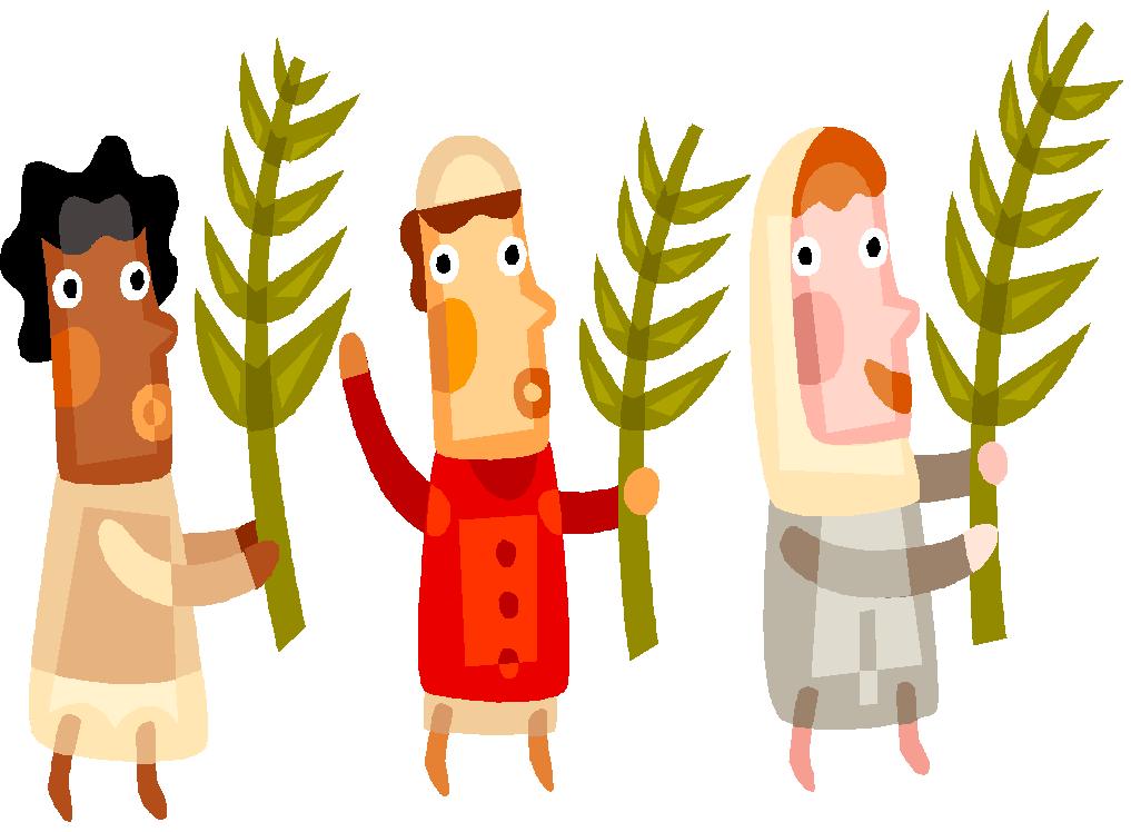 Palm Sunday Cartoon – 3 people waving palms » The Forge (church)