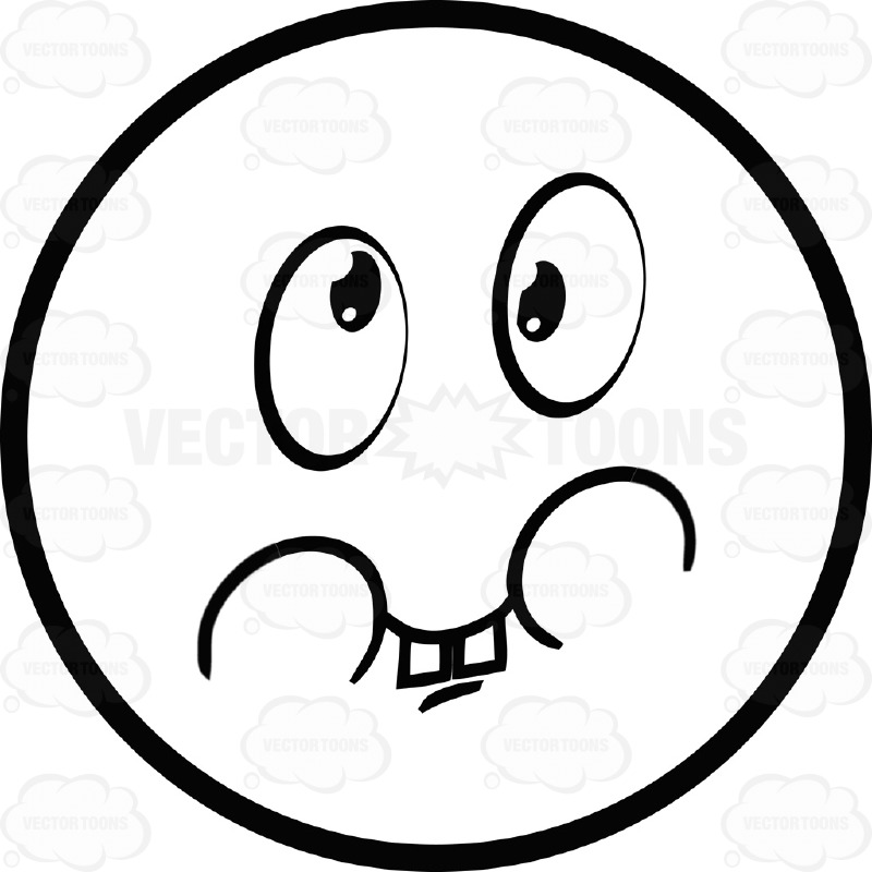 Large Eyed Black and White Smiley Face Emoticon With Goofy Smile ...