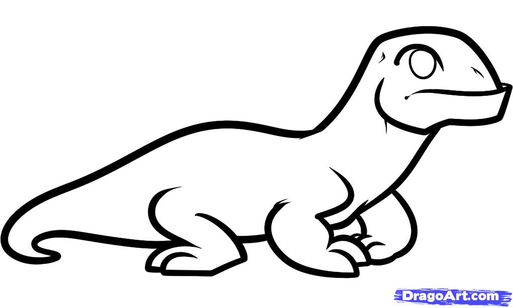 How to Draw a Komodo Dragon for Kids, Step by Step, Animals For ...