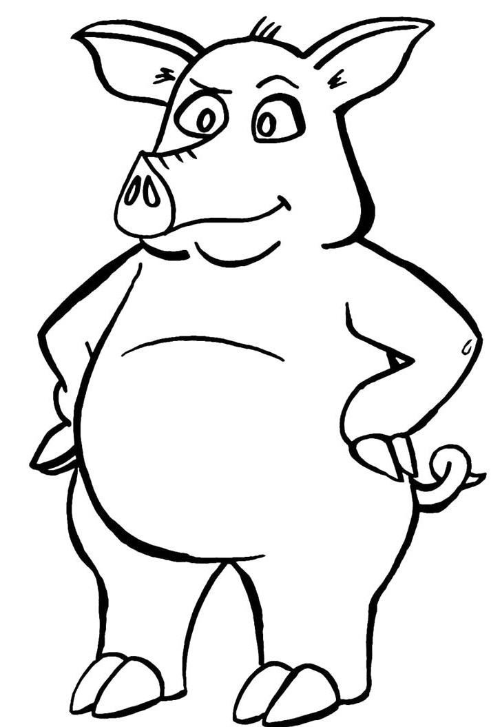 Angry Pig Cartoon Coloring Kids - Pig Coloring Pages : Coloring ...