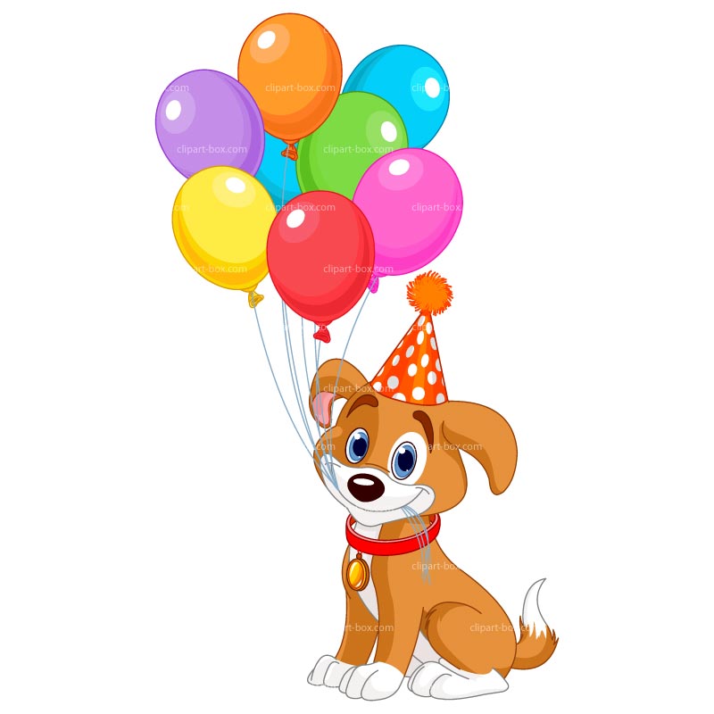 CLIPART PARTY DOG WITH BALLOONS | Royalty free vector design