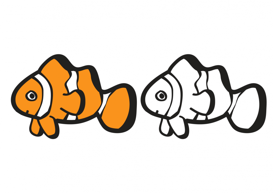 Cartoon Clipart Of A Black And White Scared Clownfish Vector ...